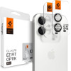 Spigen Camera Cover Optik Pro GLAS.Tr ''Ez FIT'' Camera Protector 2-Pack Iphone 16 / 16 Plus / 17 Silver - (AGL10126)