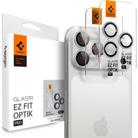 Spigen Camera Cover Optik Pro GLAS.Tr ''Ez FIT'' Camera Protector 2-Pack Iphone 16 Pro / Max / 17 Pro / Max Silver - (AGL10124)