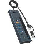Icy Box 9-IN-1 Led Display Hub With 2xTYPE-C PD100W 1xTYPE-C PD20W, 4xUSB3.2 & TYPE-C/Usb Host Connection Grey - (IB-HUB1743-CPD)