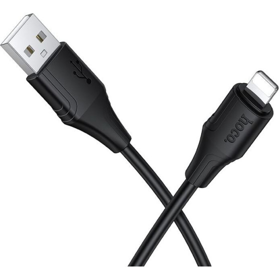 Silicone Cable Usb A To Lightning Hoco 2,4A 1 m X124 black