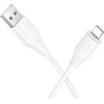Silicone Cable Usb A To Lightning Hoco 2,4A 1 m X124 white