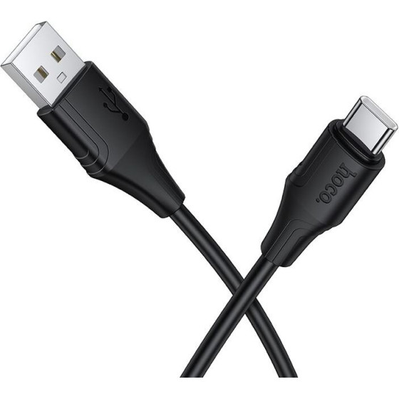 Silicone Cable Usb A To Usb C Hoco 3A 1 m X124 black