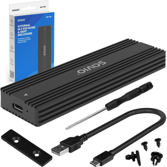 SAVIO Storage Drive Enclosure Ssd Enclosure Black M.2 - (AK-84)