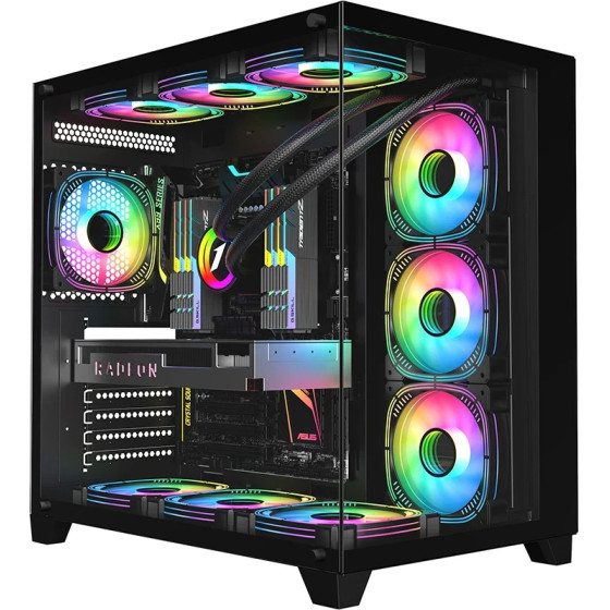 1stPlayer Case ATX - MEGAVIEW MV8 Black - (MV8-TP-BK)