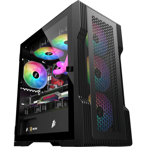 1stPlayer Case mATX - TRILOBITE T3 Mesh Black - (T3-BK-4F1)