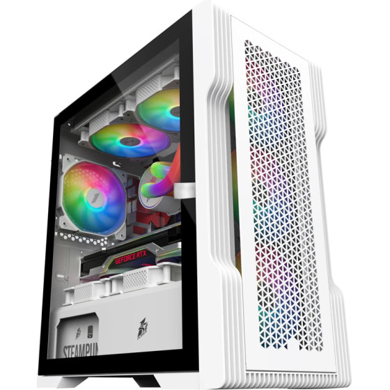 1stPlayer Case mATX - TRILOBITE T3 Mesh White - (T3-WH-4F1)