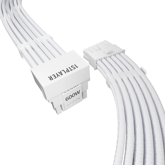 1stPlayer Custom Sleeved Modding Cable White - PCIe 5.0 12VHPWR M/M - (FM2-B-WH)