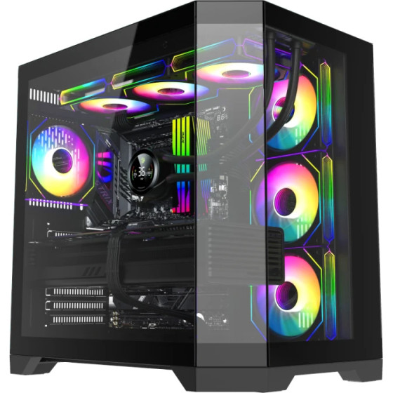 Gamemax Case ATX - HYPE-A Black - 4 x 120 mm Addressable RGB fans - (GM-HYPE-A-BK)