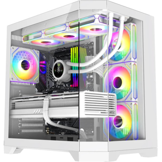 Gamemax Case ATX - HYPE-A White - 4 x 120 mm Addressable RGB fans - (GM-HYPE-A-WH)