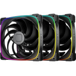 Geometric Future Fan Pack 3-in-1 140 mm - Squama 2503B-14 Black - (GEO-2503B-14-PACK)