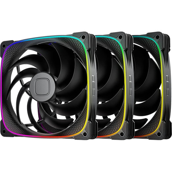 Geometric Future Fan Pack 3-in-1 140 mm - Squama 2503B-14 Black - (GEO-2503B-14-PACK)