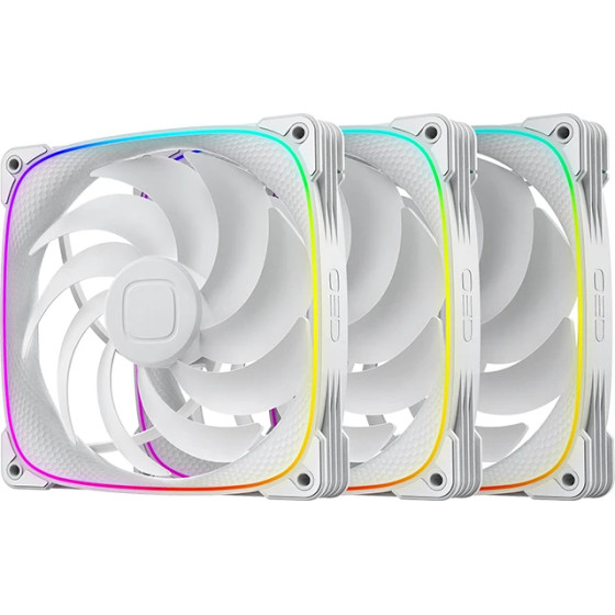 Geometric Future Fan Pack 3-in-1 140 mm - Squama 2503W-14 White - (GEO-2503W-14-PACK)
