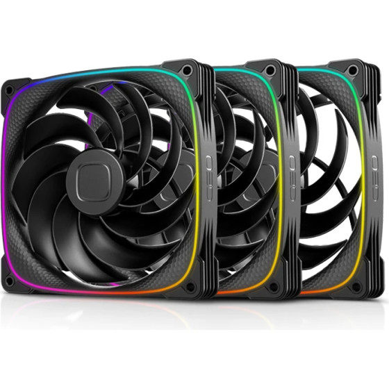 Geometric Future Fan Pack 3-in-1 140 mm, Reversed - Squama 2503RB-14 Black - (GEO-2503RB-14)