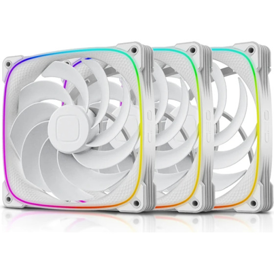 Geometric Future Fan Pack 3-in-1 140 mm, Reversed - Squama 2503RW-14 White - (GEO-2503RW-PACK)