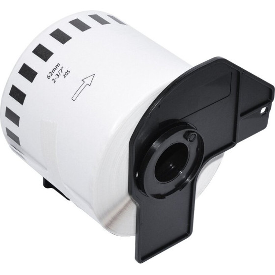 Makki Brother DK-22205 - Roll White Continuous Length Paper Tape 62mm x 30.48m, Black on White - (MK-DK-22205)