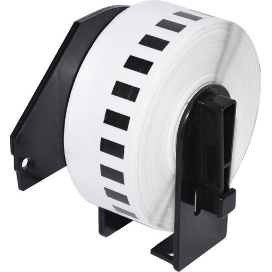 Makki Brother DK-22214 - White Continuous Length Paper Tape 12mm x 30.48m, Black on White - (MK-DK-22214)
