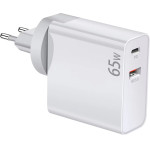 Makki Charger Wall GaN - USB Type-C/A 65W White - -GN65W1A1C - (MAKKI-GN65W1A1C)