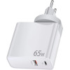 Makki Charger Wall GaN - USB Type-C/A 65W White - -GN65W1A1C - (MAKKI-GN65W1A1C)