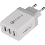 Makki Fast Charger - QC3.0+2xUSB 30W White - -QC30W3 - (MAKKI-QC30W3)
