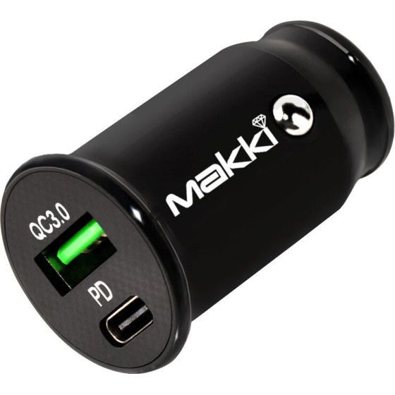 Makki Fast Charger Car - Type-C + USB QC3.0 20W - -CC20W02-BK - (MAKKI-CC20W02-BK)