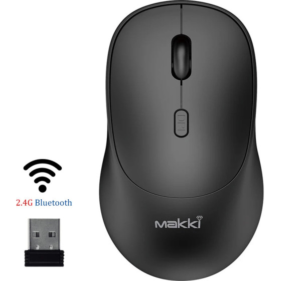 Makki Wireless Mouse -MSX-2401 - USB-C, Silent, 1600dpi, 2.4G, Bluetooth, Rechargeable - (MAKKI-MSX-2401)