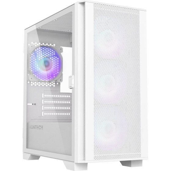 Montech AIR 100 ARGB, Micro ATX Case, TG, 4x120mm ARGB Fans, White - (MONTECH-AIR-100-ARGB-WH)