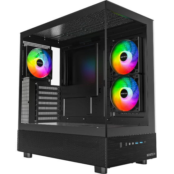 Montech Case ATX - XR (B) - 3 x 120 mm ARGB Fans, USB-C, Black - (MONTECH-XR-B)