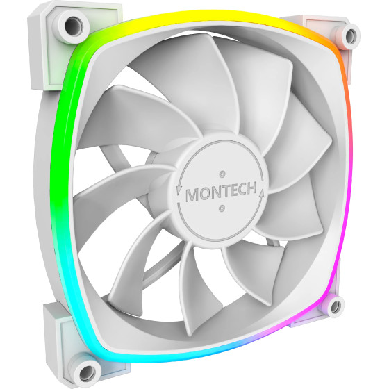 Montech RX120 PWM, REVERSE Fan, 120mm, ARGB, White - (MONTECH-RX120-PWM-WH)