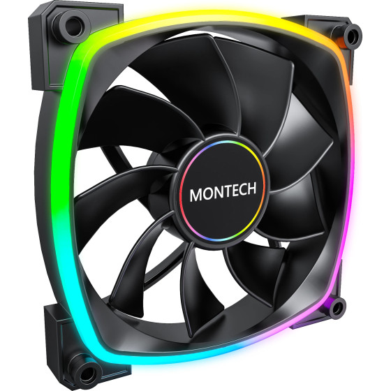 Montech RX140 PWM, REVERSE Fan, 140mm, ARGB, Black - (MONTECH-RX140-PWM-BK)