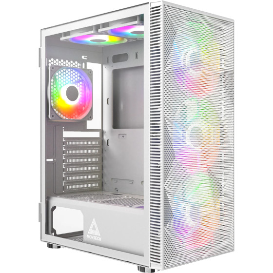 Montech X3 MESH, Mid-tower Case, TG, 6 fixed RGB Fans, White - (MONTECH-X3-MESH-WH)
