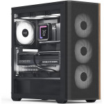 AeroCool Case ATX - D501A Black, Addressable RGB, Wood - (D501A-G-BK-v2)