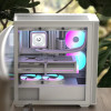 AeroCool Case ATX - D501A White, Addressable RGB, Wood - (D501A-G-WT-v2)