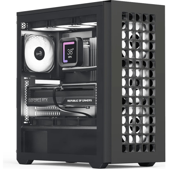 AeroCool Case ATX - D502A Black, Addressable RGB - (D502A-G-BK-v1)