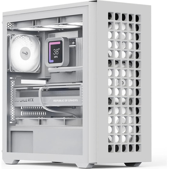 AeroCool Case ATX - D502A White, Addressable RGB - (D502A-G-WT-v1)