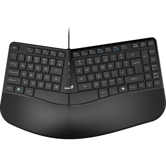 Genius Ergonomic Keyboard Ergo KB-700 Black - Copilot, Split Wave Design, Palm Rest - (GENIUS-Ergo-KB-700)