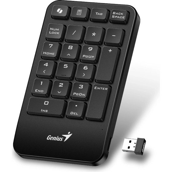 Genius Keypad Wireless NumPad 1000 - AI, 2.4G, Black - (GENIUS-NUMPAD-1000-BK)