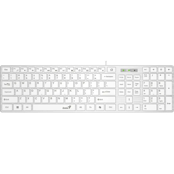 Genius Slim Keyboard SlimStar 126 White - Copilot, Low profile Chocolate - (GENIUS-SlimStar-126-US-WH)