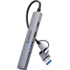 Orico HUB USB-C 5 port - USB3.0 x 1, USB2.0 x 2, USB-C x 2, Aluminium - YSA4-U2-GY - (YSA4-U2-GY-BP)