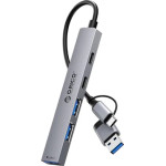 Orico HUB USB-C 5 port - USB3.0 x 1, USB2.0 x 2, USB-C x 2, Aluminium - YSA4-U2-GY - (YSA4-U2-GY-BP)