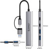 Orico HUB USB-C 5 port - USB3.0 x 1, USB2.0 x 2, USB-C x 2, Aluminium - YSA4-U2-GY - (YSA4-U2-GY-BP)