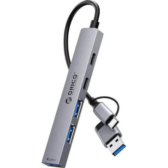 Orico HUB USB-C 5 port - USB3.0 x 1, USB2.0 x 2, USB-C x 2, Aluminium - YSA4-U2-GY - (YSA4-U2-GY-BP)