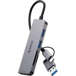 Orico HUB USB-C/A 4 port - USB3.0 x 1, SD/TF x 2, USB2.0 x 2, USB-C x 2, Aluminium - YSA6-U3-GY - (YSA6-U3-GY-BP)