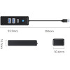 Orico HUB USB3.0 3 port - 2 x USB3.0, 1 x Type C, Black - PWC2U-U3-015-BK - (PWC2U-U3-015-BK-EP)