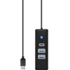 Orico HUB USB3.0 3 port - 2 x USB3.0, 1 x Type C, Black - PWC2U-U3-015-BK - (PWC2U-U3-015-BK-EP)