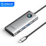 Orico Type-C Docking Station Power Distribution 100W - HDMI, Type-C x 1, USB3.0 x 2, USB 2.0 x 1, LAN 1000Mbps Gigabit, VGA - (PW11-8PC-GY-EP)