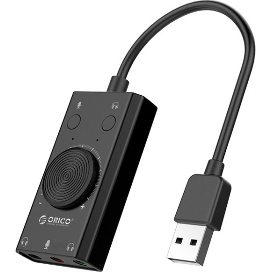 Orico USB Sound card - 2 headphones, mic, volume - SC2-BK - (SC2-BK-PRO)