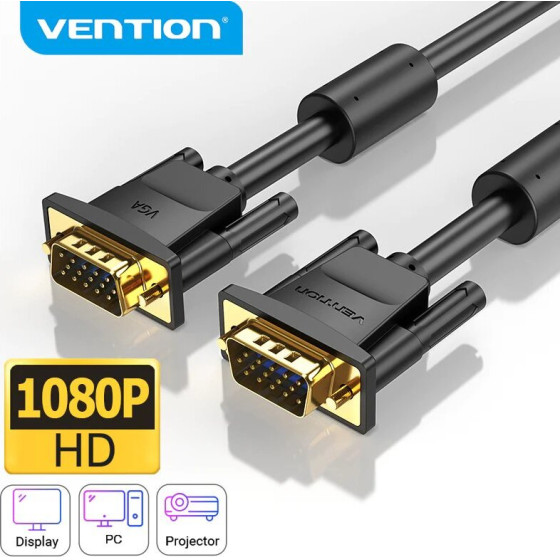 Vention Cable VGA HD15 M / M 1.0m Gold Plated, 2 Ferrites - (DAEBF)