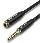 Vention Cotton Braided TRRS 3.5mm Male to 3.5mm F - 1m - Gold plated, Aluminum alloy - (BHCBF)