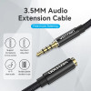 Vention Cotton Braided TRRS 3.5mm Male to 3.5mm F - 1m - Gold plated, Aluminum alloy - (BHCBF)