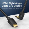 Vention HDMI Right Angle 270 Degree v2.0 M / M 4K/60Hz Gold - 1.5M Black - (AAQBG)